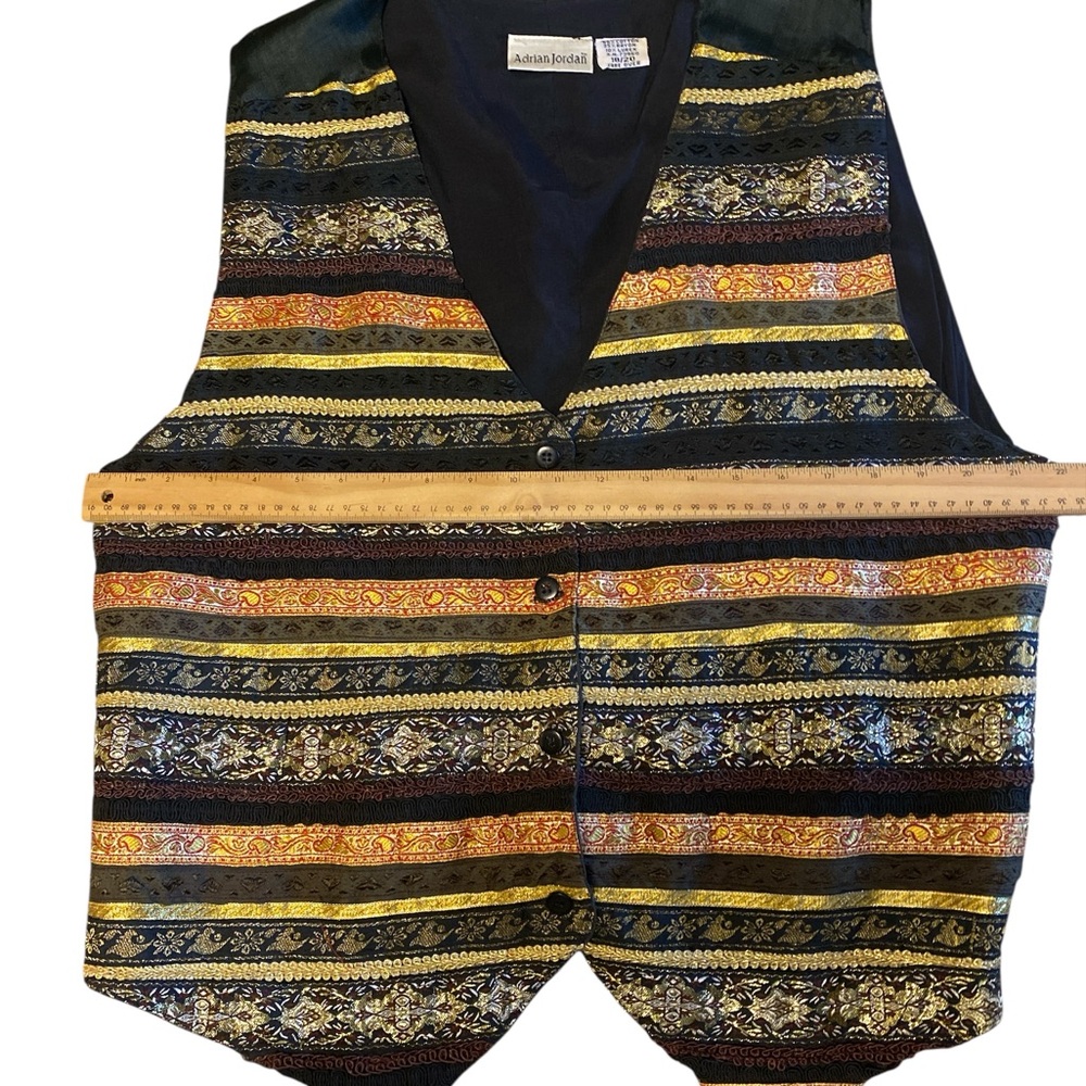 Adrian Jordan Vintage Metallic Brocade Vest – Boho/Statement Waistcoat - Picture 3 of 7